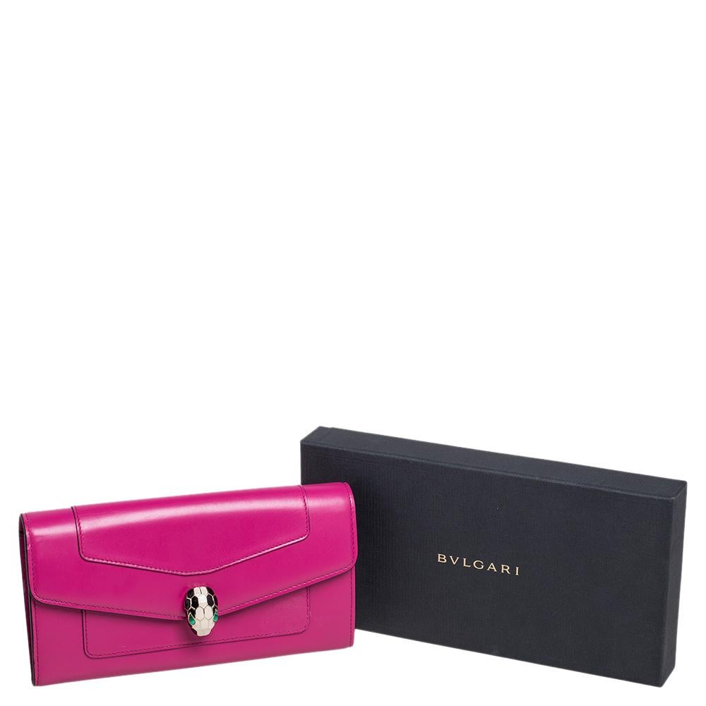 Bvlgari Fuchsia Leather Serpenti Forever Continental Wallet 5