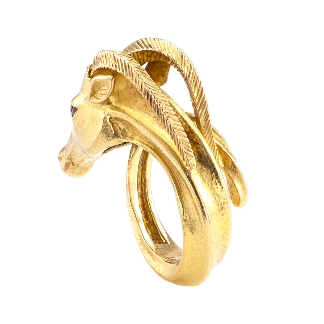 Marquise Cut Bvlgari Gazelle Figural Yellow Gold Ring