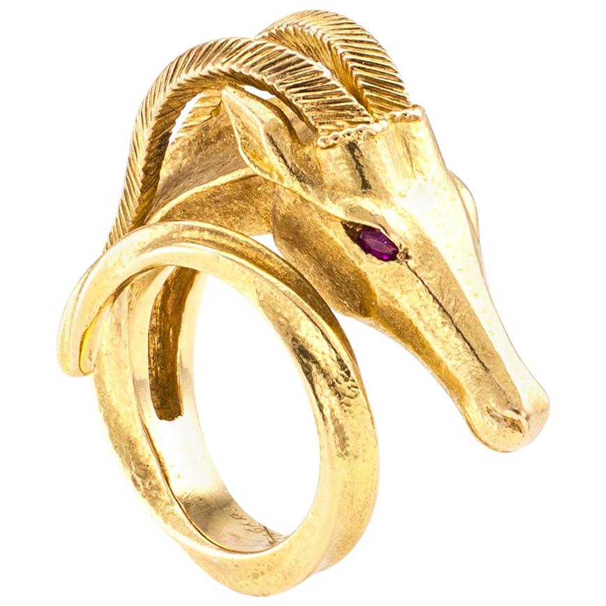 Bvlgari Gazelle Figural Yellow Gold Ring