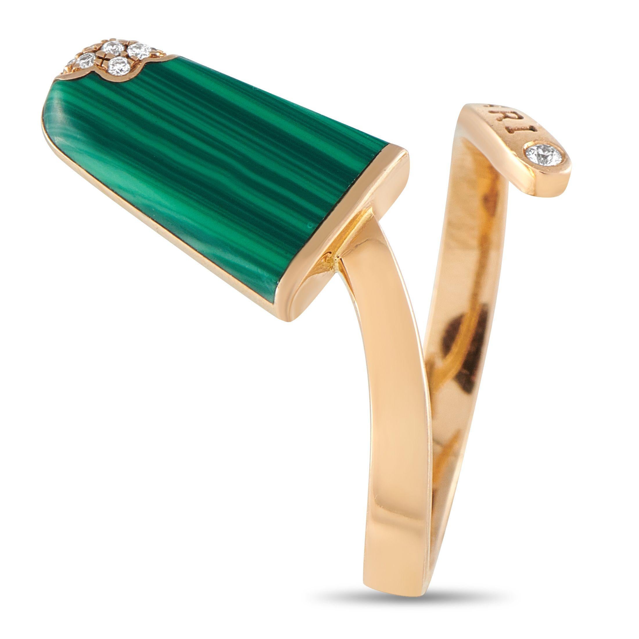 Verleihen Sie Ihren Outfits eine Portion Charme mit dem Ring Gelati von Bvlgari. Dieses verspielte und doch raffinierte Schmuckstück aus Roségold besteht aus einem offenen Bypass-Band, dessen eines Ende von einem Diamanten und das andere von einem
