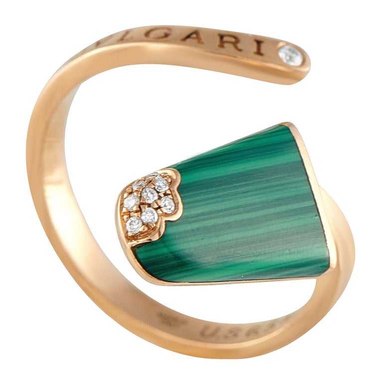 Bvlgari Gelati 18K Rose Gold Diamond and Malachite Ring BV05 - Main Image