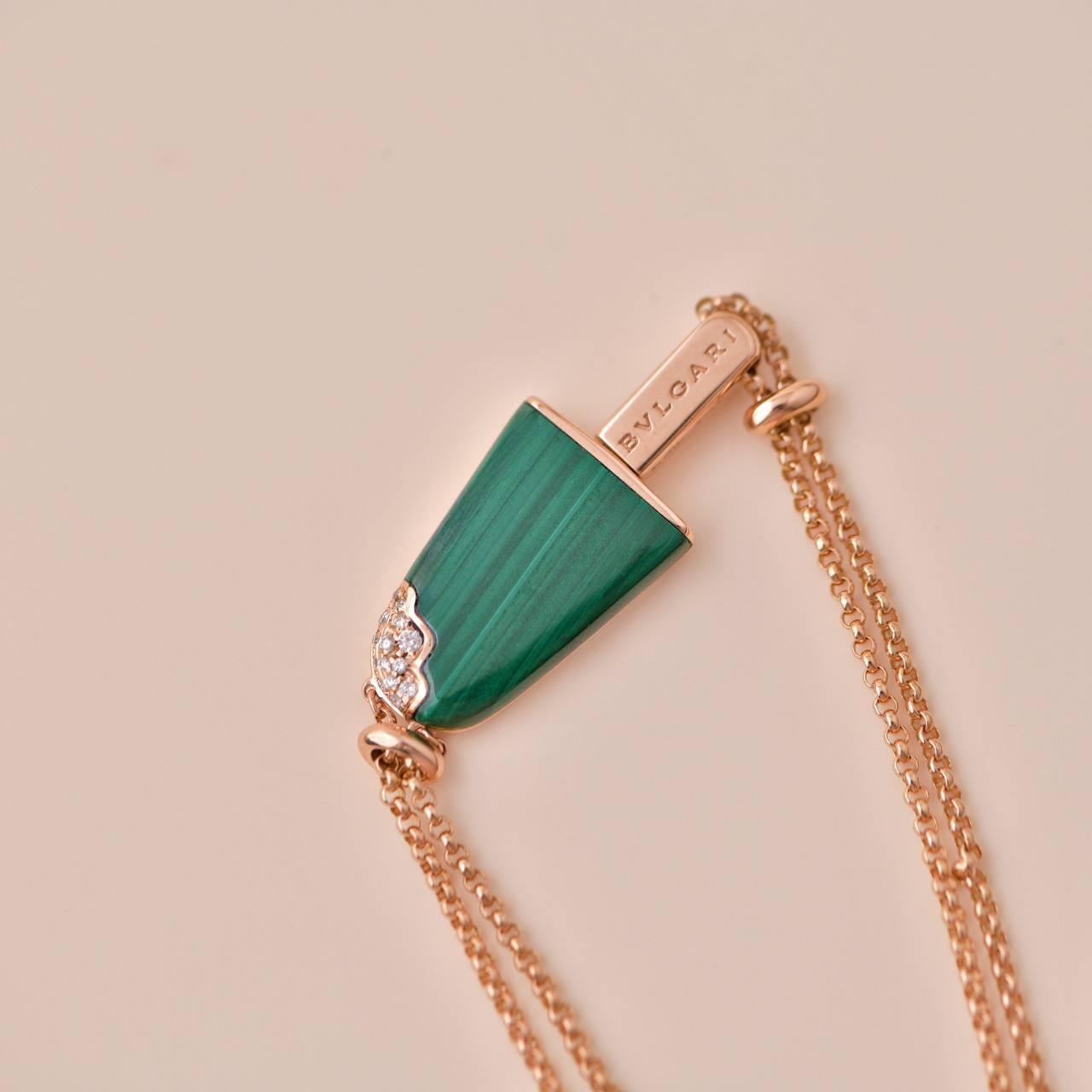 da uomo o donna Bracciale Bvlgari Gelati Diamante Malachite Oro Rosa 18k