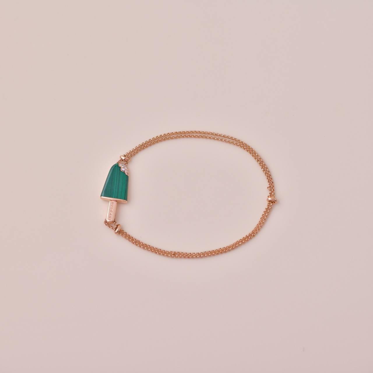Bracciale Bvlgari Gelati Diamante Malachite Oro Rosa 18k 2
