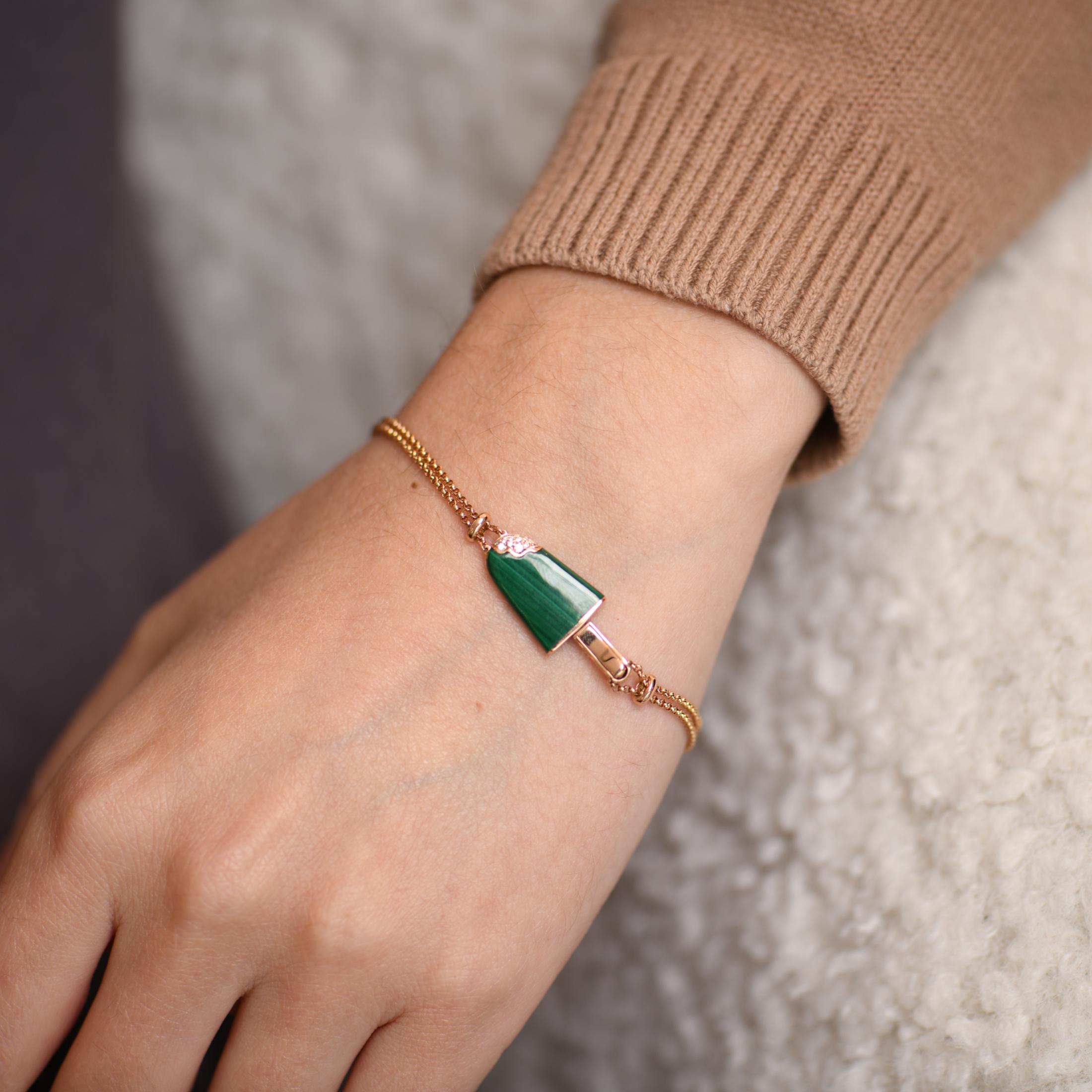 Bracciale Bvlgari Gelati Diamante Malachite Oro Rosa 18k 3