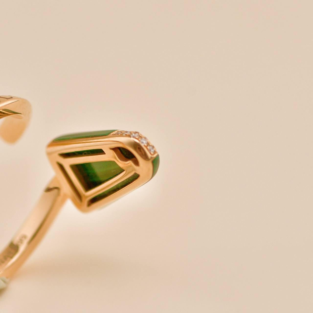 Bvlgari Gelati Diamant Malachit 18K Rose Gold Ring Größe 51 im Angebot 1