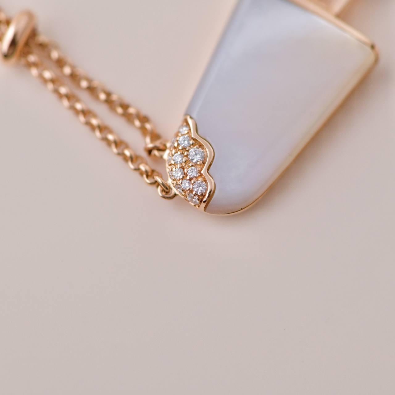 Bvlgari Gelati Diamond Mother of Pearl 18k Rose Gold Pendant Necklace In Excellent Condition In Banbury, GB