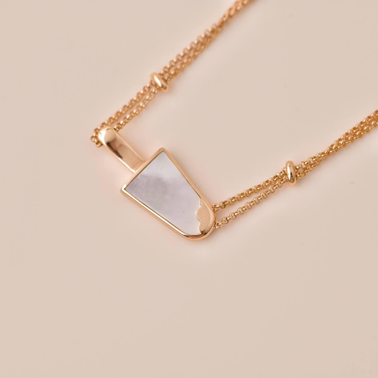 Women's or Men's Bvlgari Gelati Diamond Mother of Pearl 18k Rose Gold Pendant Necklace