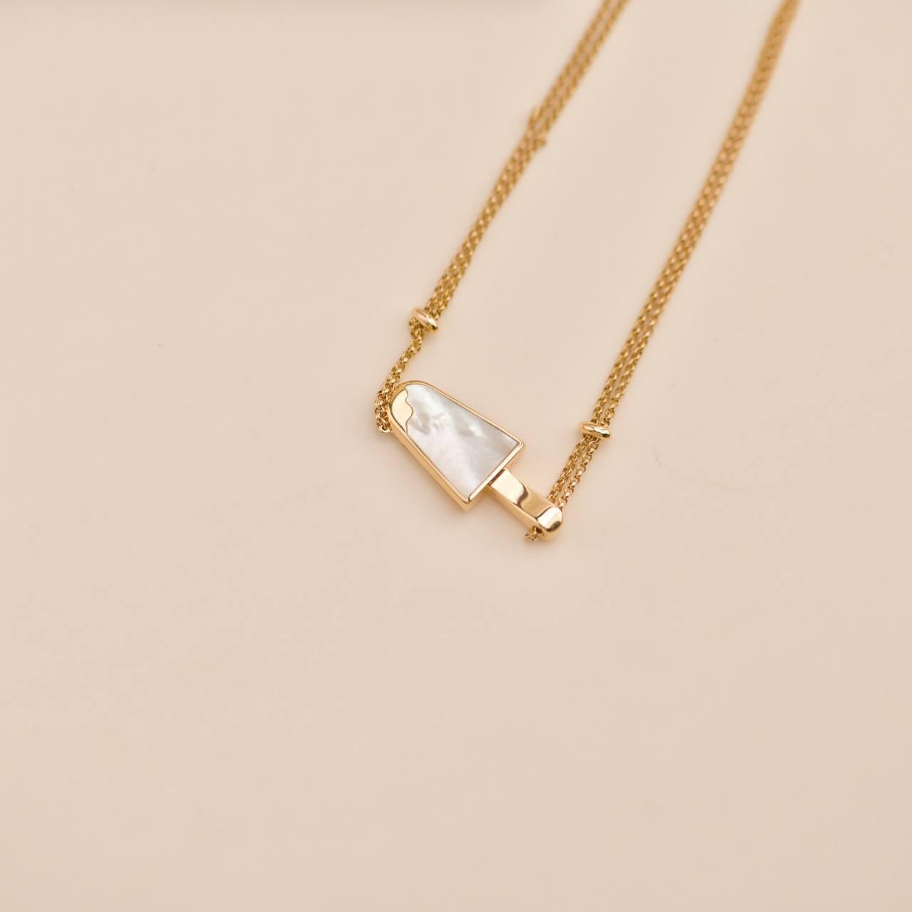 Halskette mit Anhänger, Bvlgari Gelati Diamant Perlmutt 18k Roségold im Angebot 2