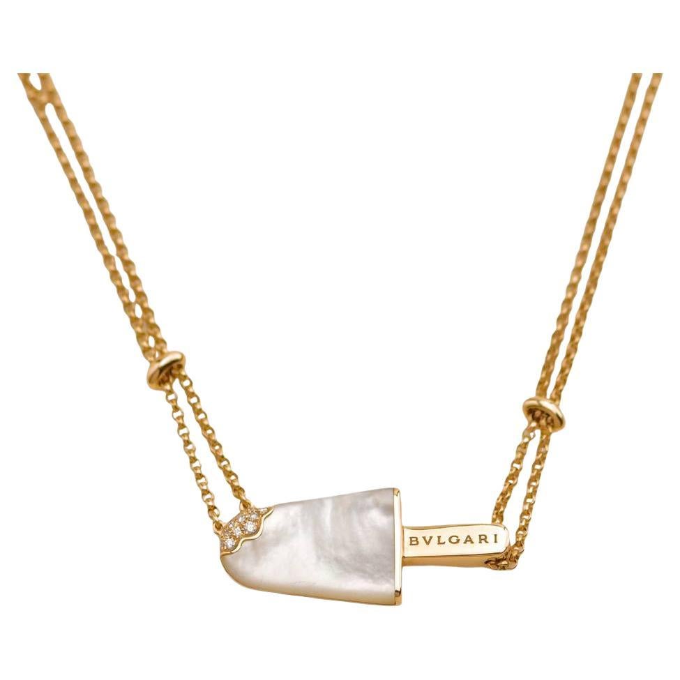 Halskette mit Anhänger, Bvlgari Gelati Diamant Perlmutt 18k Roségold im Angebot