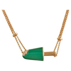 Bvlgari Gelati Malachite Diamond 18k Rose Gold Pendant Necklace