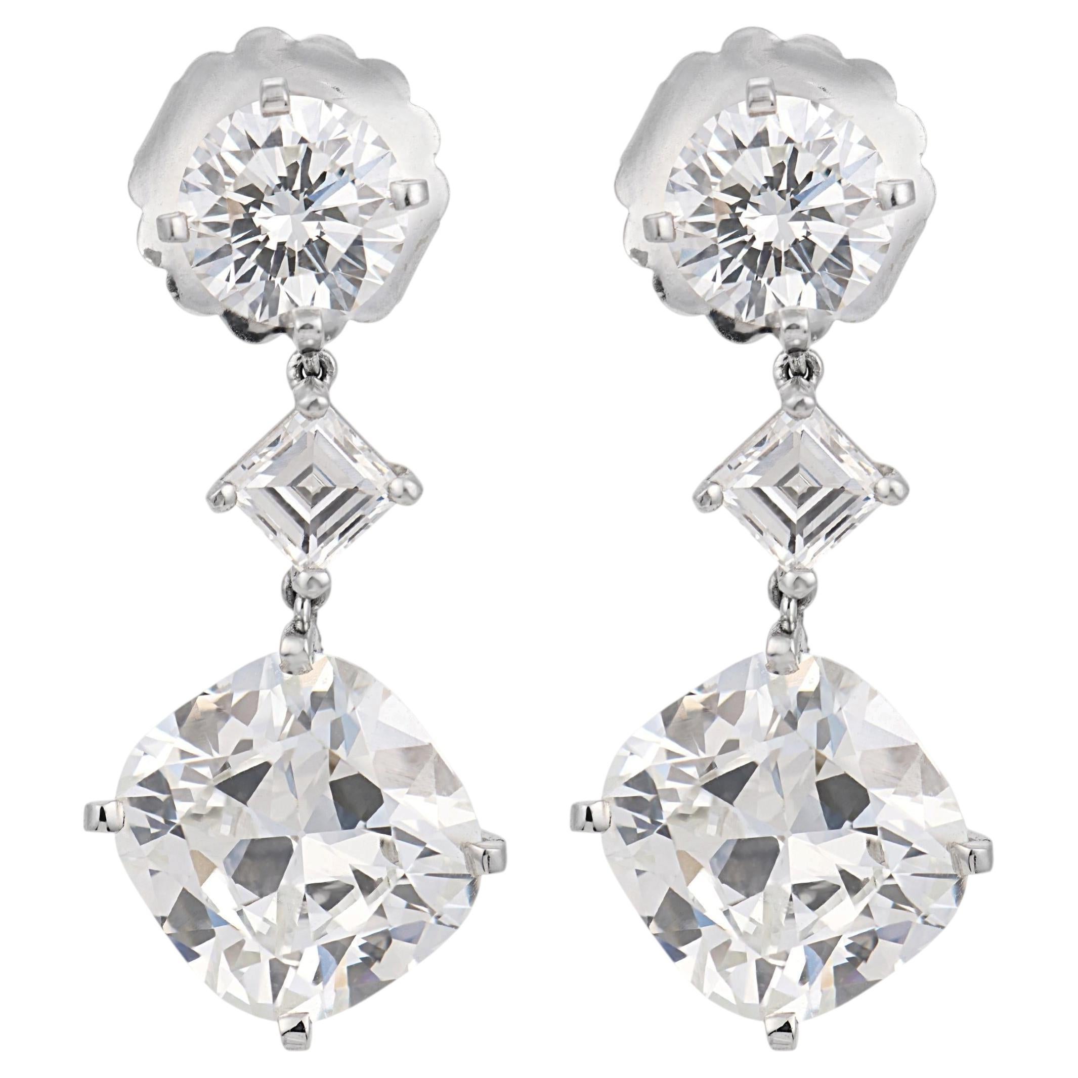 Bvlgari GIA 12.94 carat total weight diamond platinum cocktail earrings