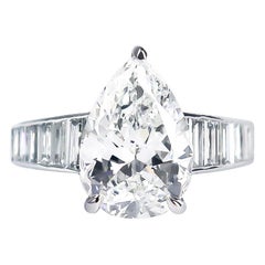 Bvlgari GIA Certified 3.05 Carat H VS2 Pear Shape Diamond Platinum Ring