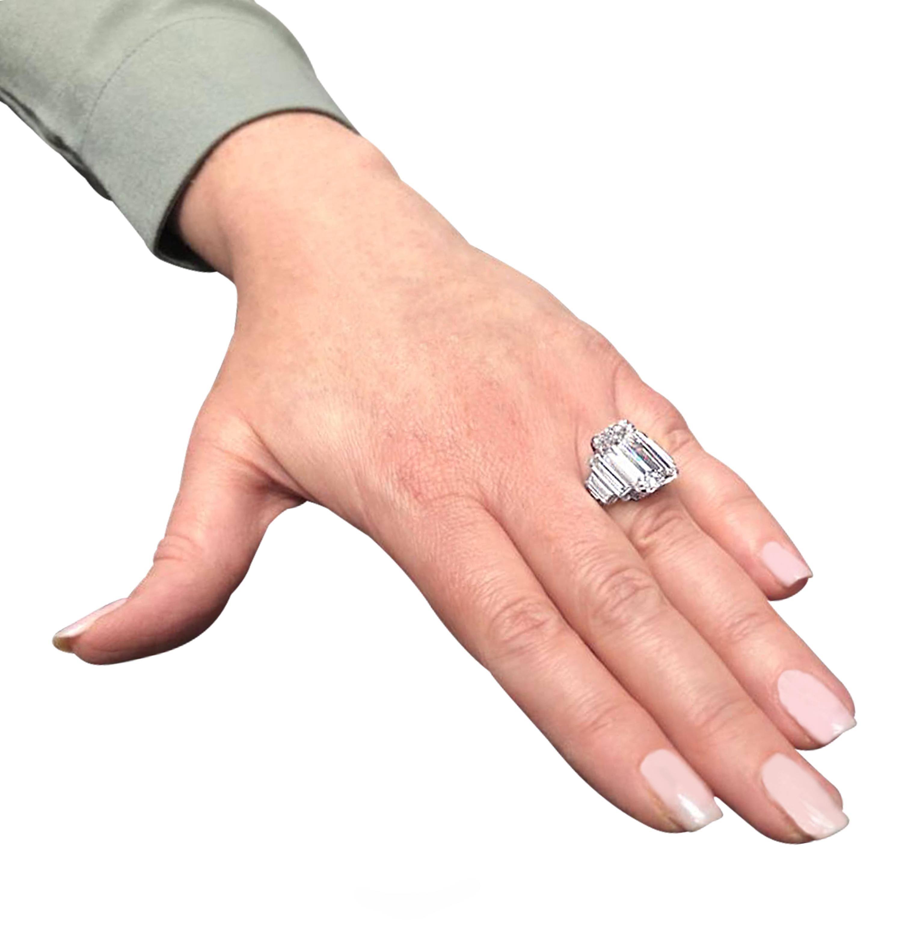 Modern Bulgari GIA Certified 9.46 Carat Emerald Cut Diamond Engagement Ring