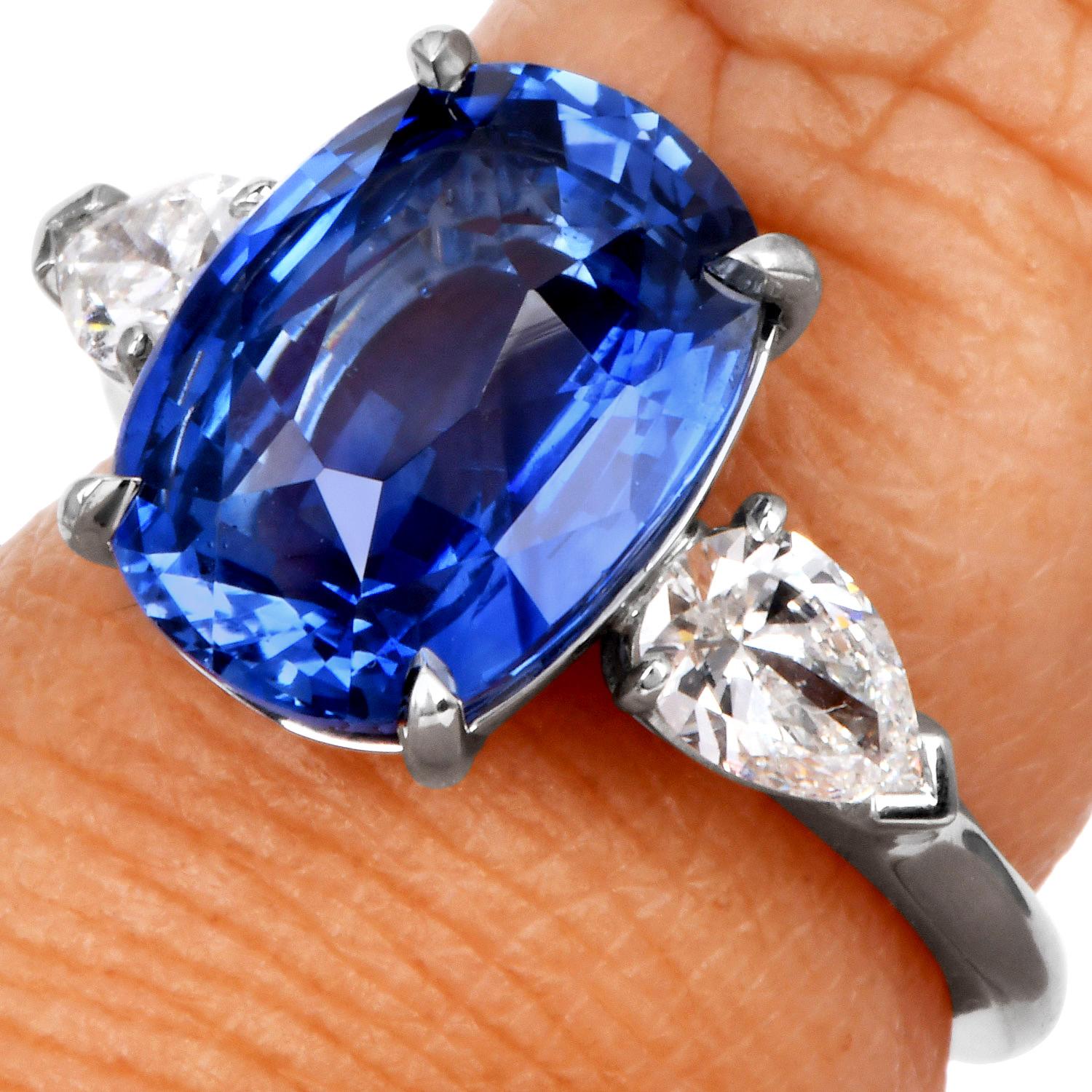 Bvlgari GIA Bague à trois pierres en saphir et diamant Bulgari en vente 4