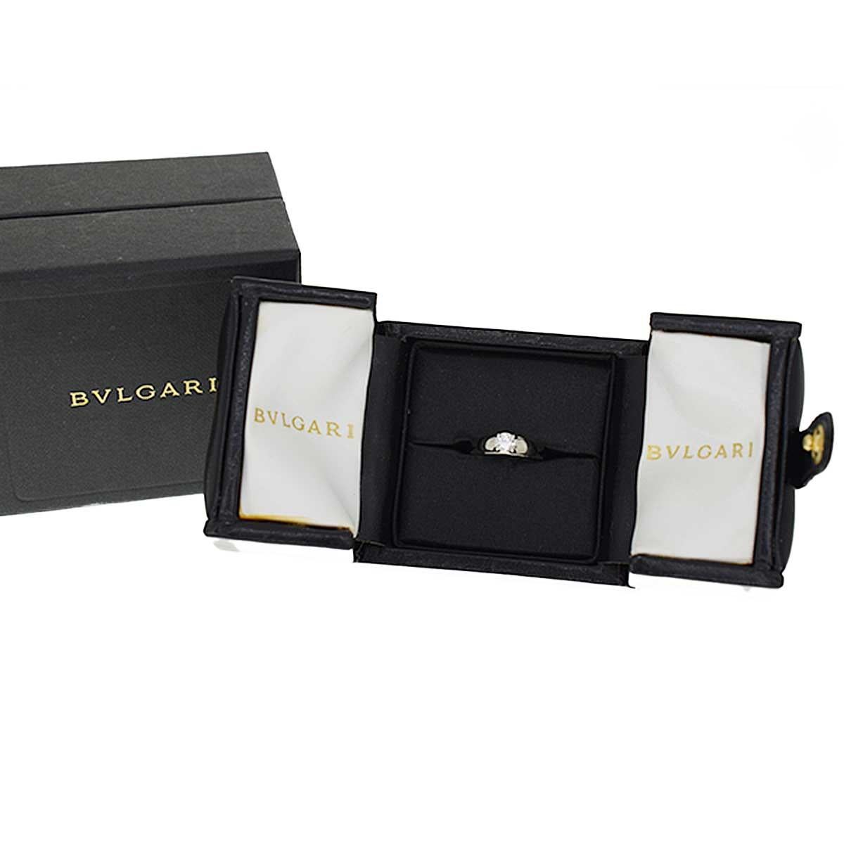 Bvlgari Glyph Solitaire 0.41 Carat Diamond Platinum Ring In Good Condition For Sale In Tokyo, JP
