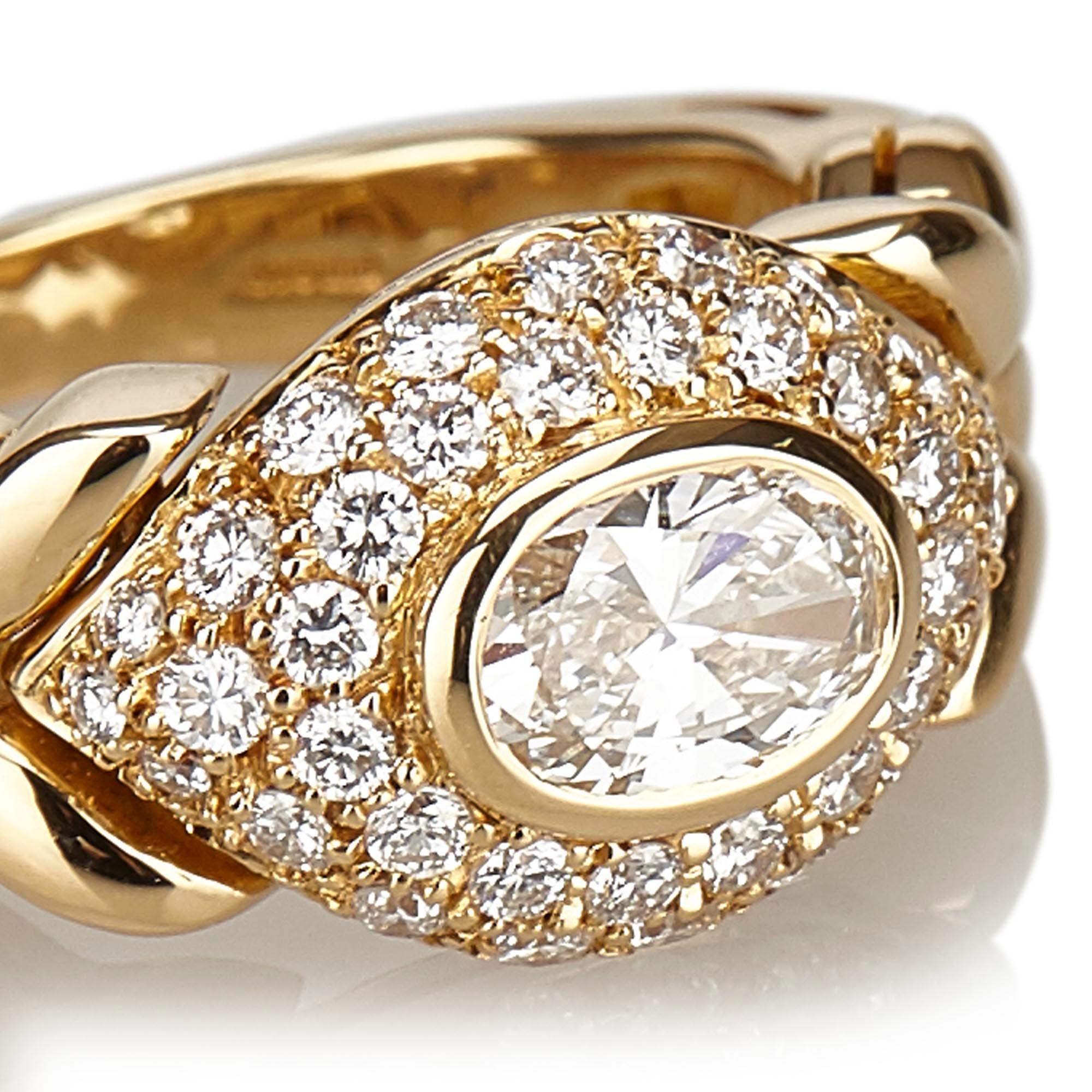 Bvlgari Gold 18K Yellow Gold Metal 18K Diamond Ring Italy w/ Box For Sale 1