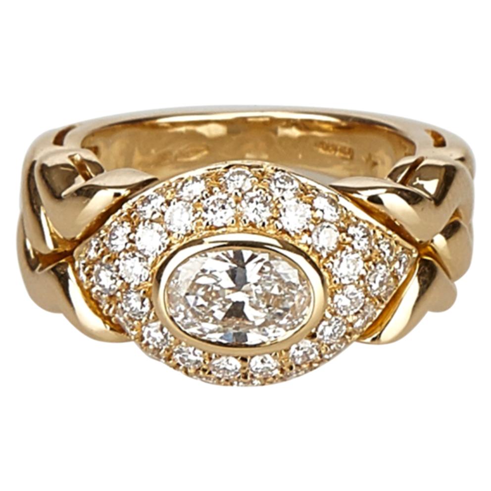 Bvlgari Gold 18K Yellow Gold Metal 18K Diamond Ring Italy w/ Box For Sale