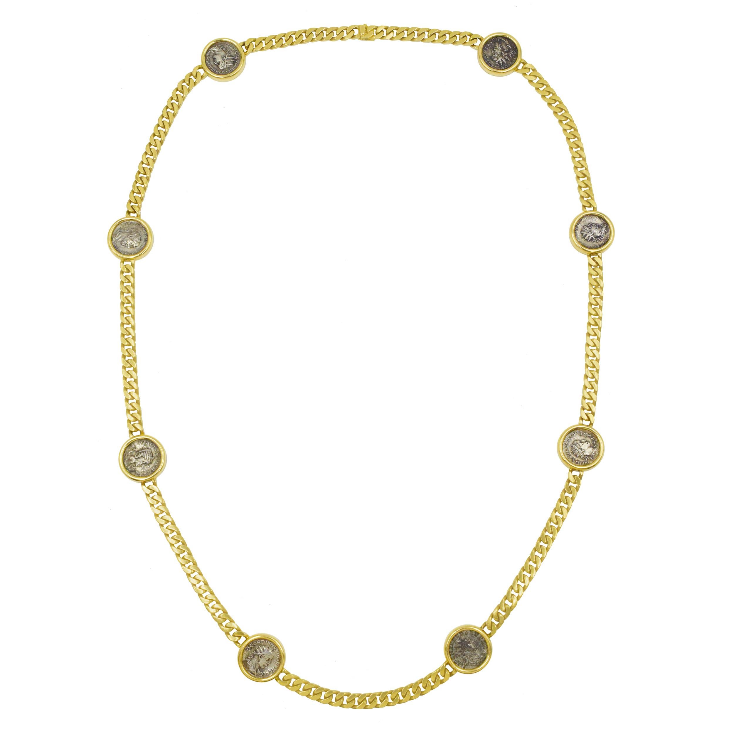 Bvlgari Gold and Coin Long-Chain 'Monete' Necklace In Excellent Condition In New York, NY