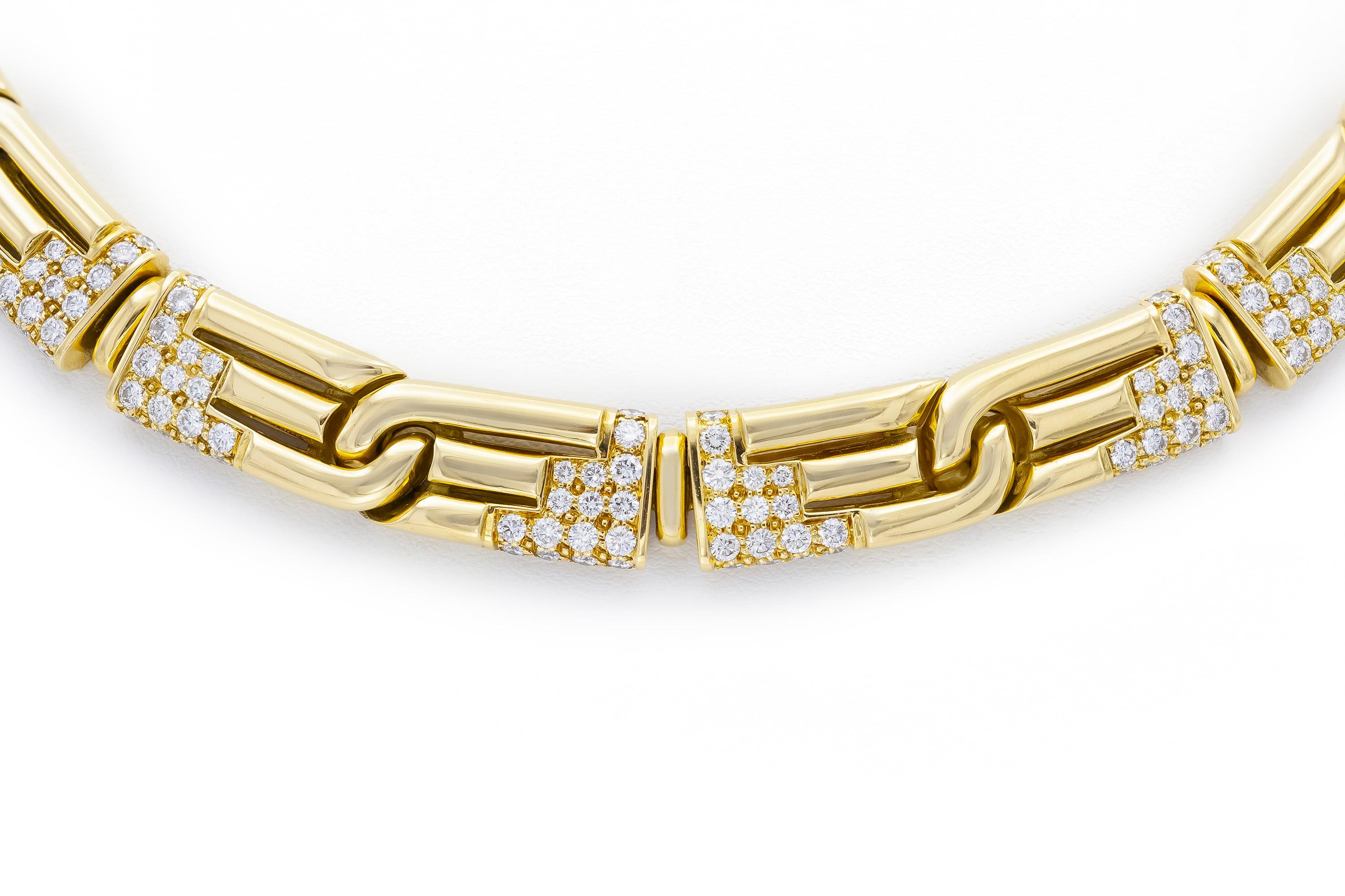Halskette mit Gliederkragen, Gold und Diamanten von Bvlgari (Rundschliff) im Angebot