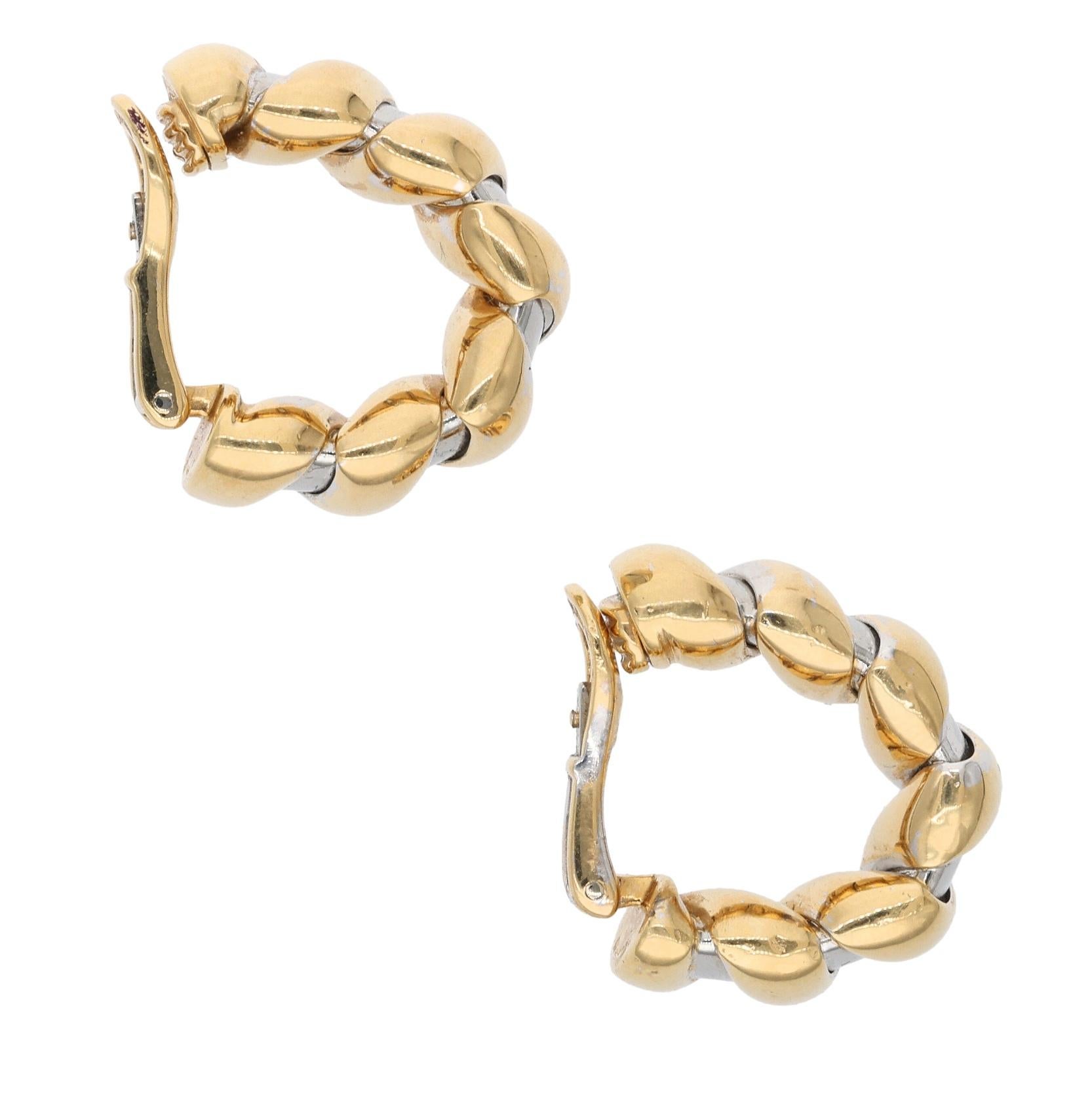 Contemporary Bvlgari Gold and White Gold Hoop Ear Clips For Sale