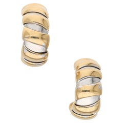 Vintage Bvlgari Gold and White Gold Hoop Ear Clips