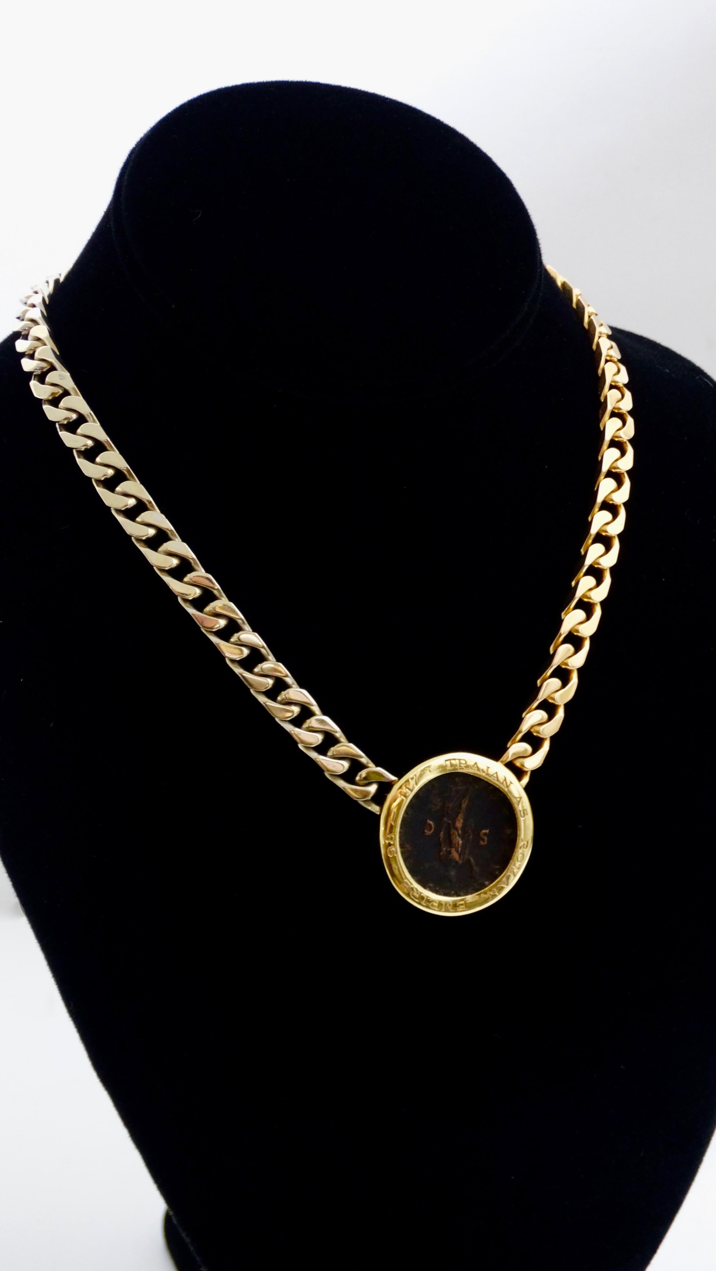 Bvlgari Gold Chain Necklace Ancient Roman Coin 3