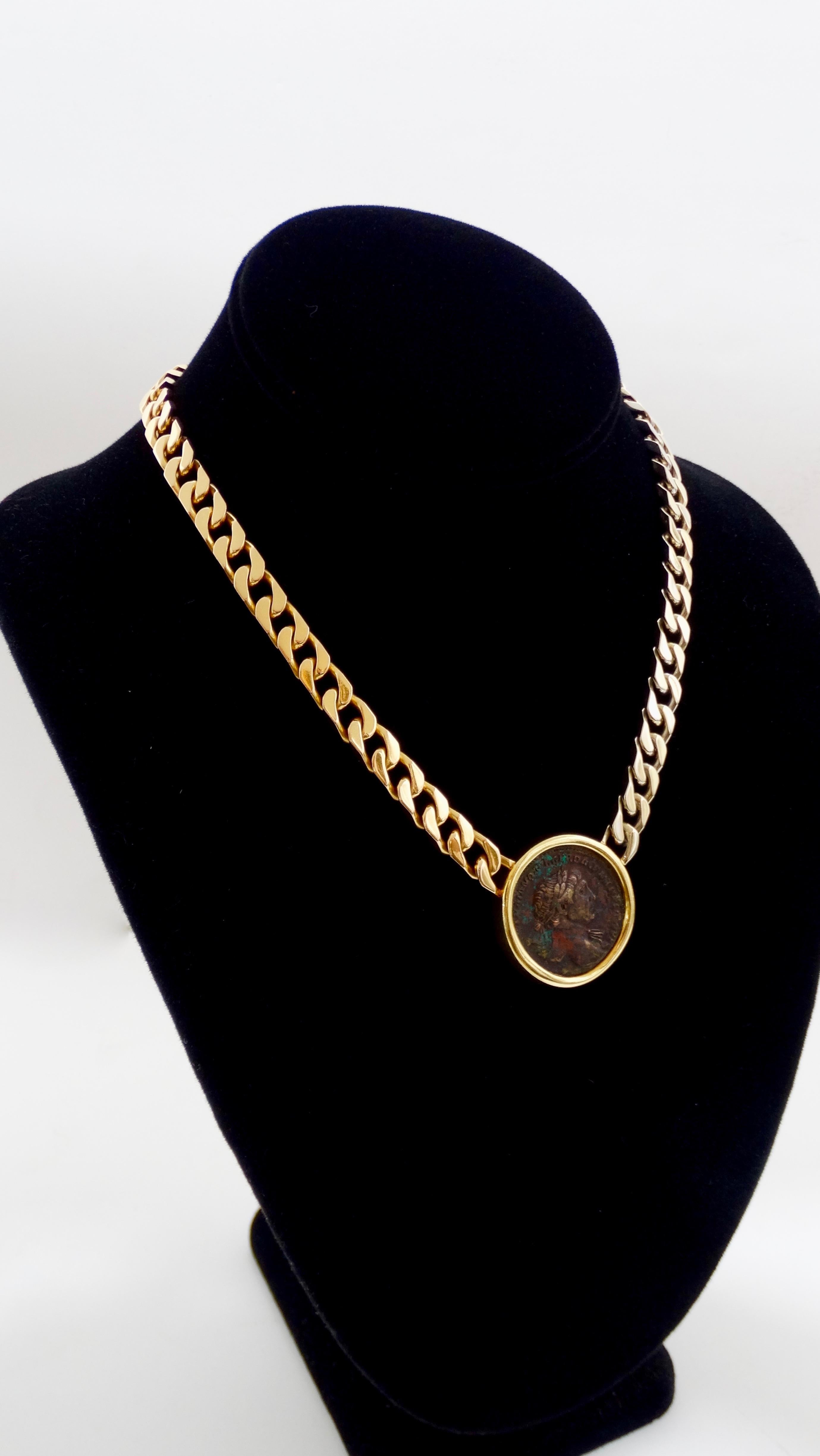 Bvlgari Gold Chain Necklace Ancient Roman Coin 8
