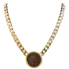 Vintage Bvlgari Gold Chain Necklace Ancient Roman Coin