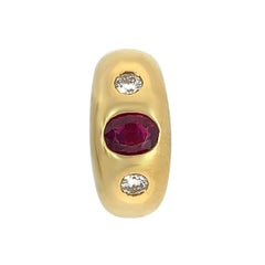 Bvlgari Gold Diamond and Burmese Ruby Ring