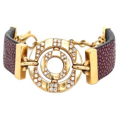 Bvlgari Gold Diamond Leather Bracelet