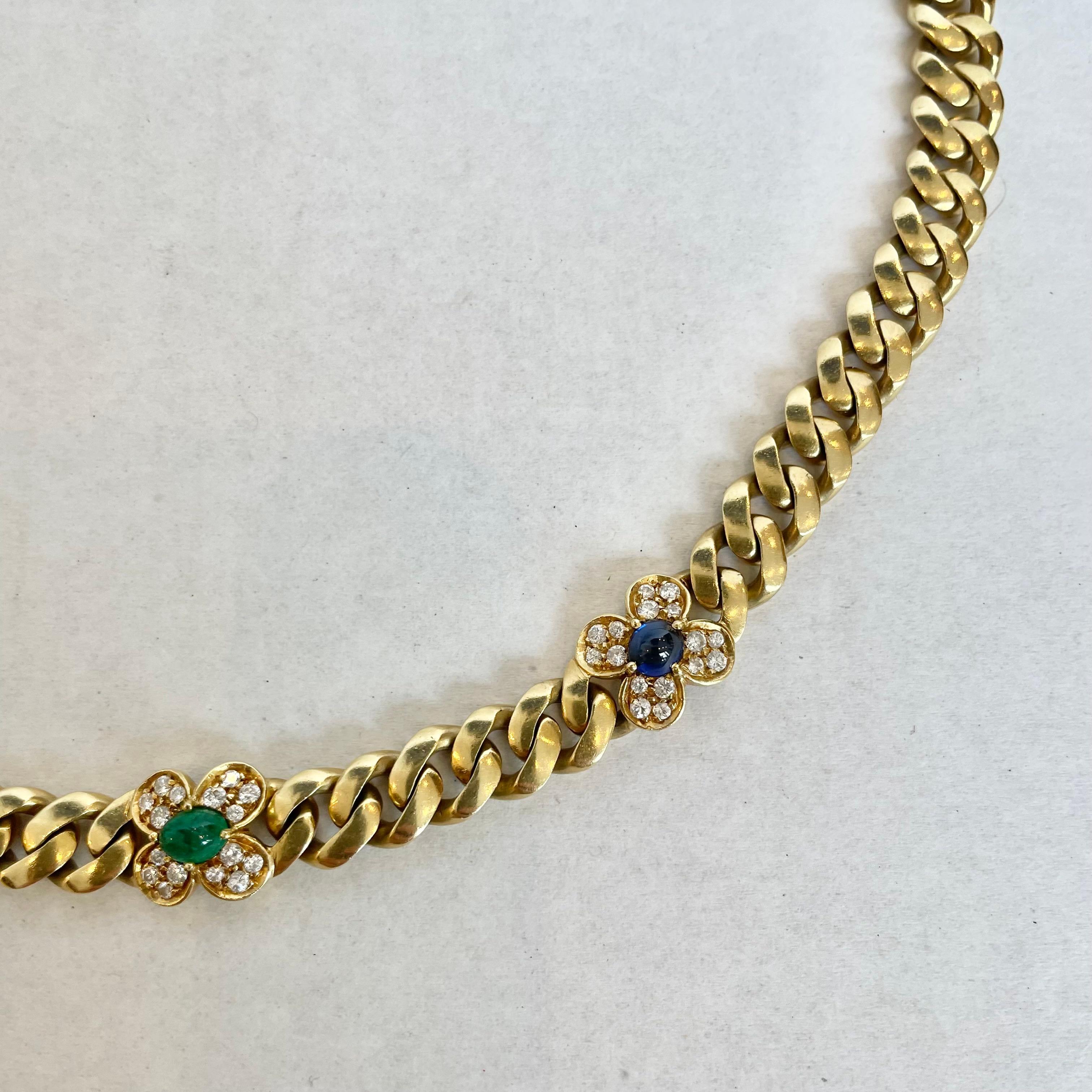 Mid-Century Modern Bvlgari Gold, Gem-Set and Diamond Necklace, 1970s Italy