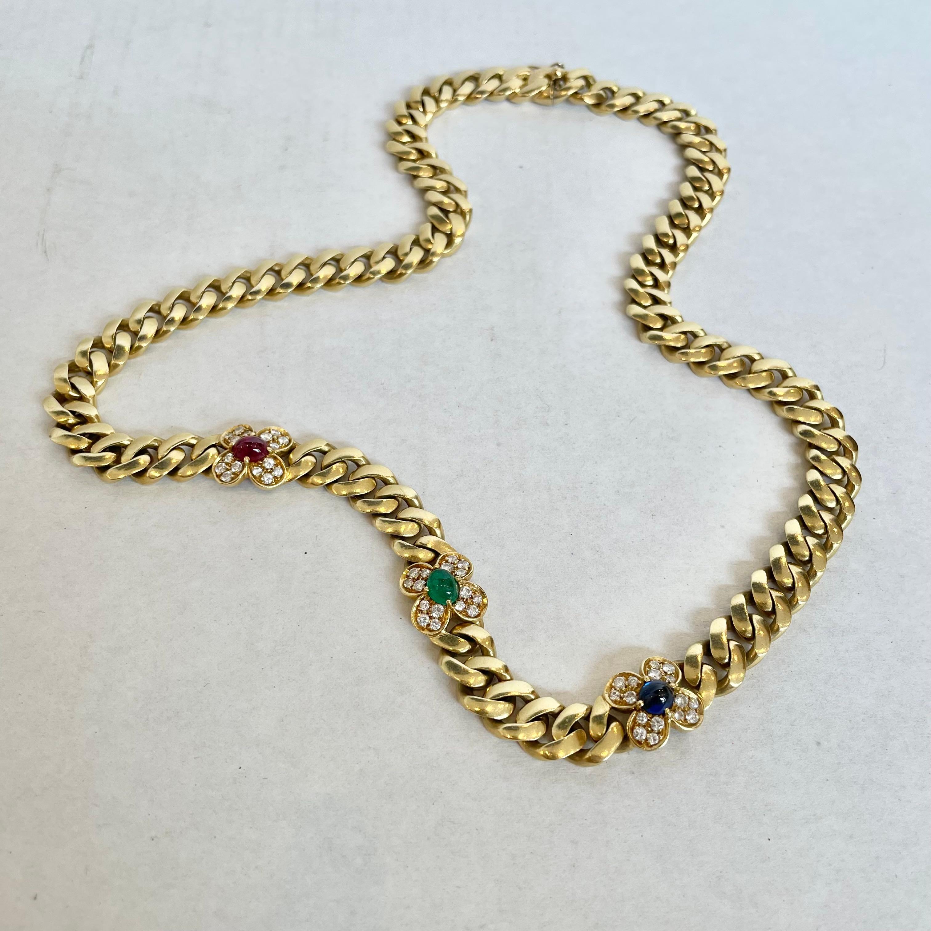 Bvlgari Gold, Gem-Set and Diamond Necklace, 1970s Italy In Good Condition In Los Angeles, CA