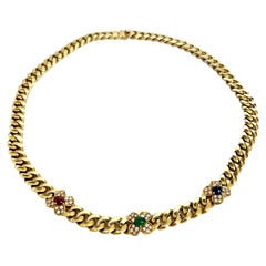 Bvlgari Gold, Gem-Set and Diamond Necklace, 1970s Italy