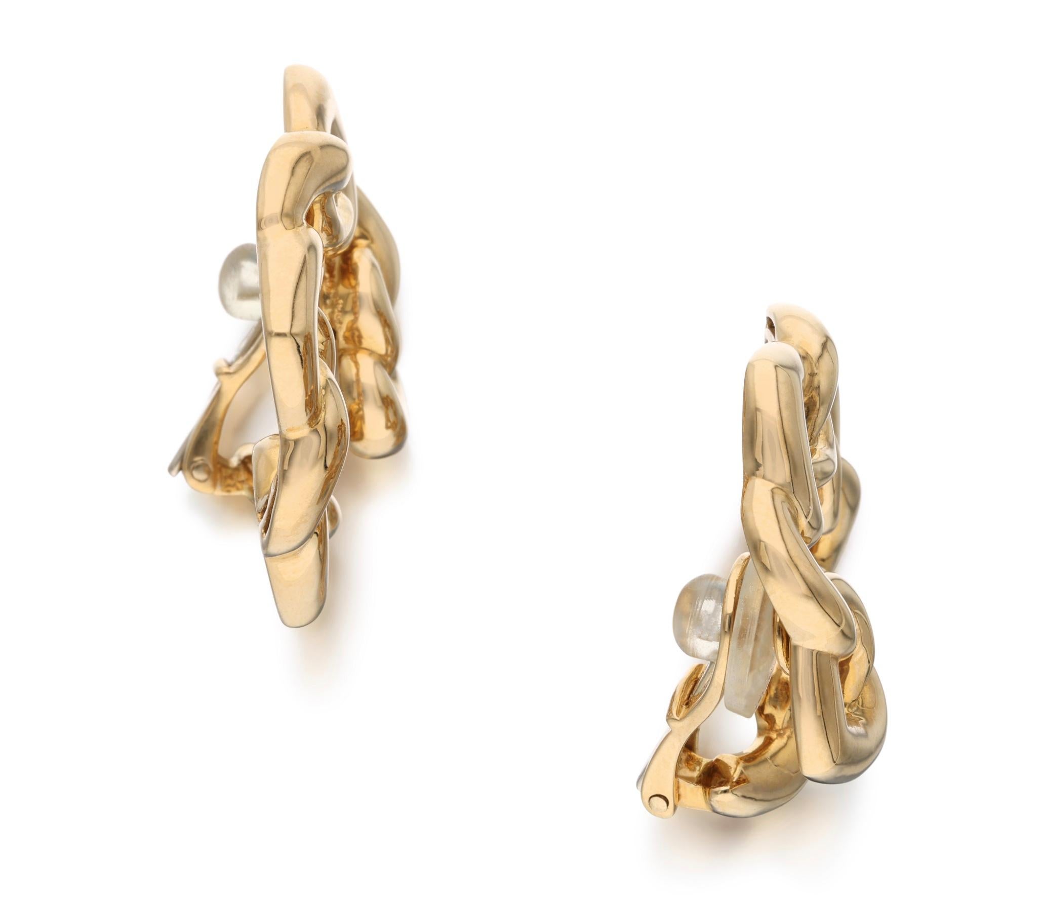 Contemporary Bvlgari Gold Heart Hoop Ear Clips For Sale