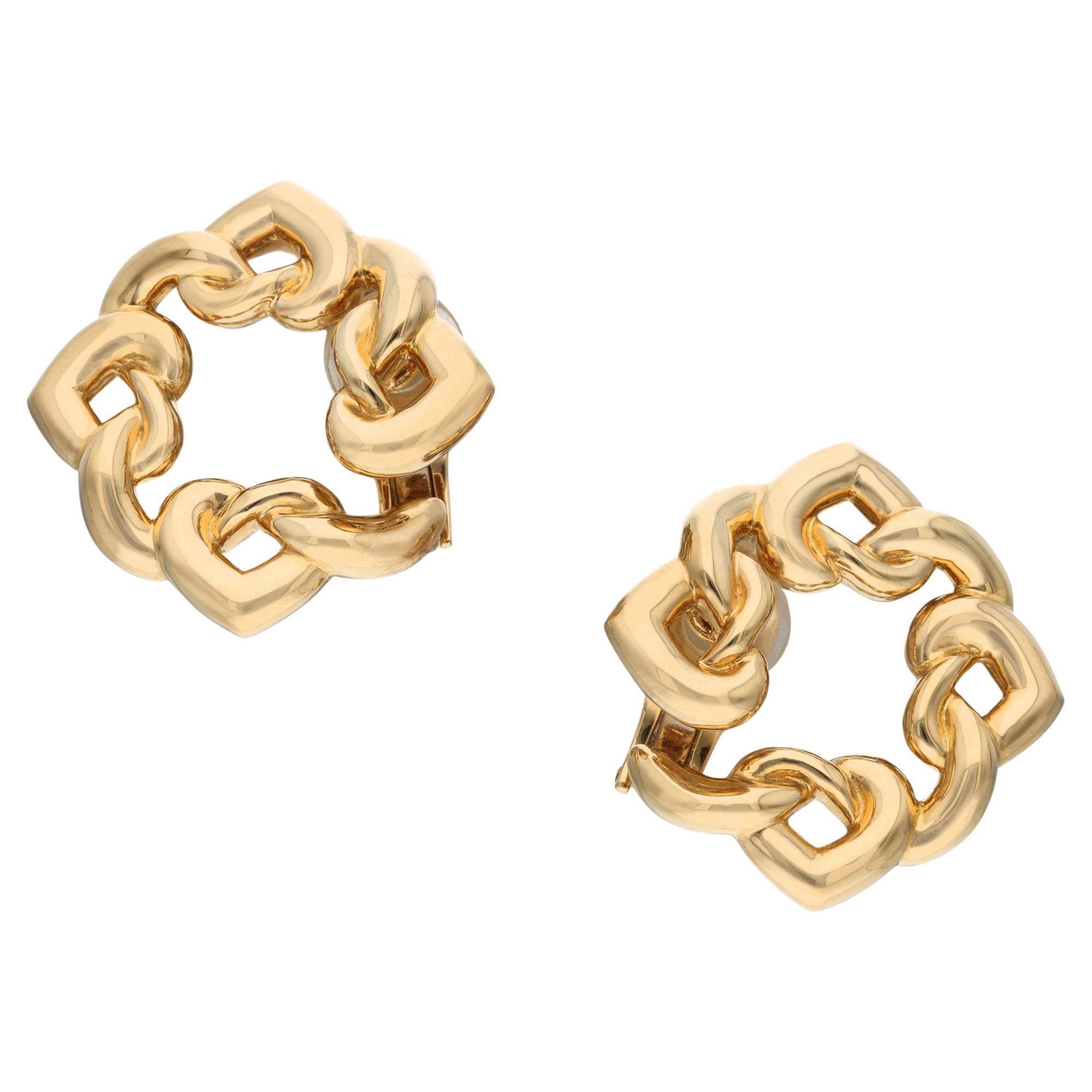 Bvlgari Gold Heart Hoop Ear Clips For Sale