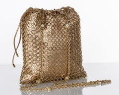 Bvlgari Gold Metal Mesh Long Chain Bag