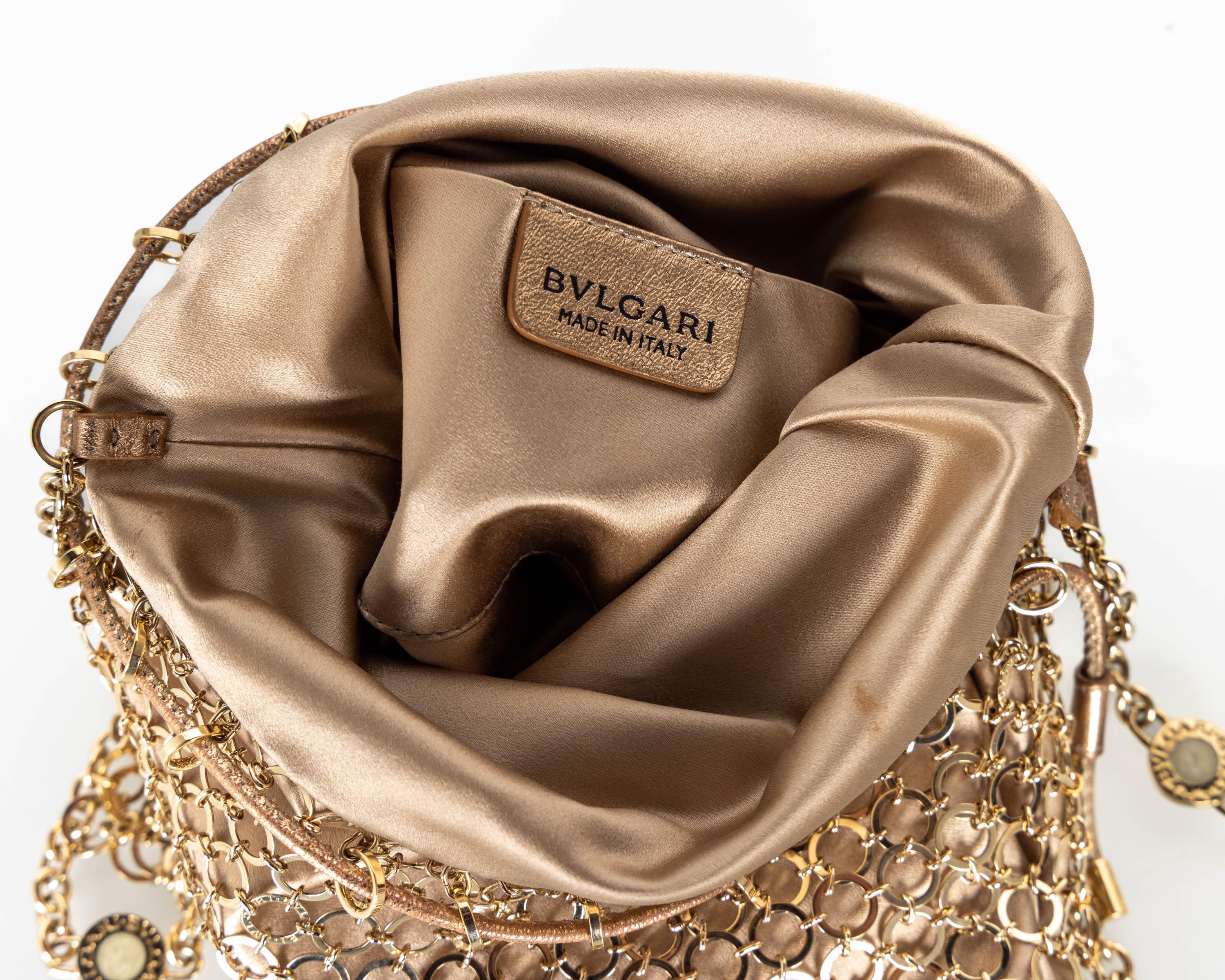 Bvlgari Gold Metal Mesh Long Chain Bag  For Sale 3