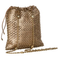 Bvlgari Gold Metal Mesh Long Chain Bag