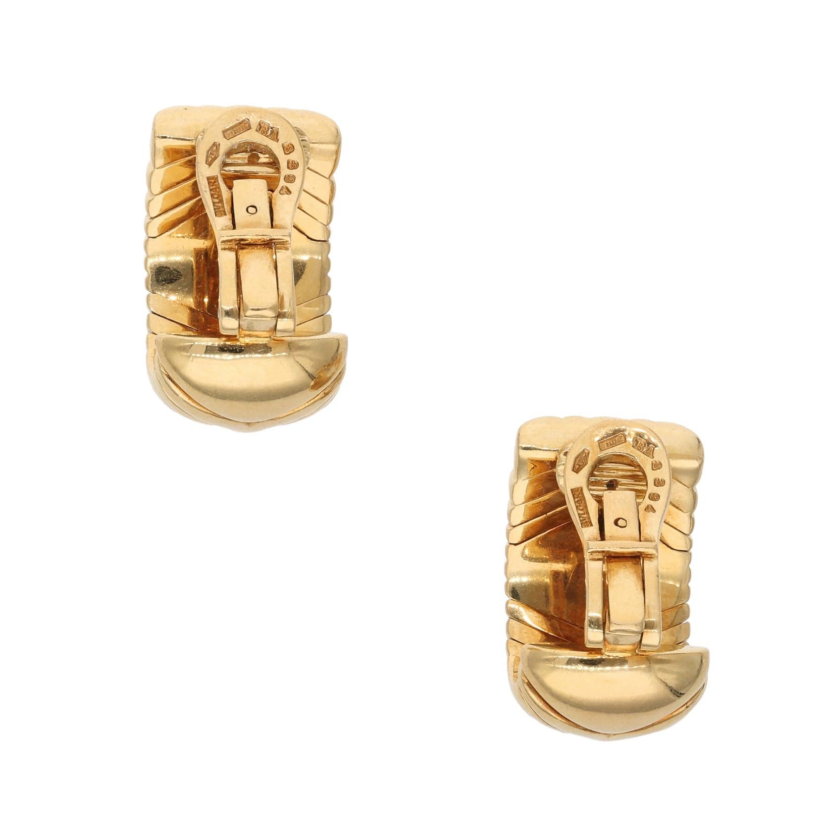 Bvlgari Gold Parentesi Ear Clips In Excellent Condition In New York, NY