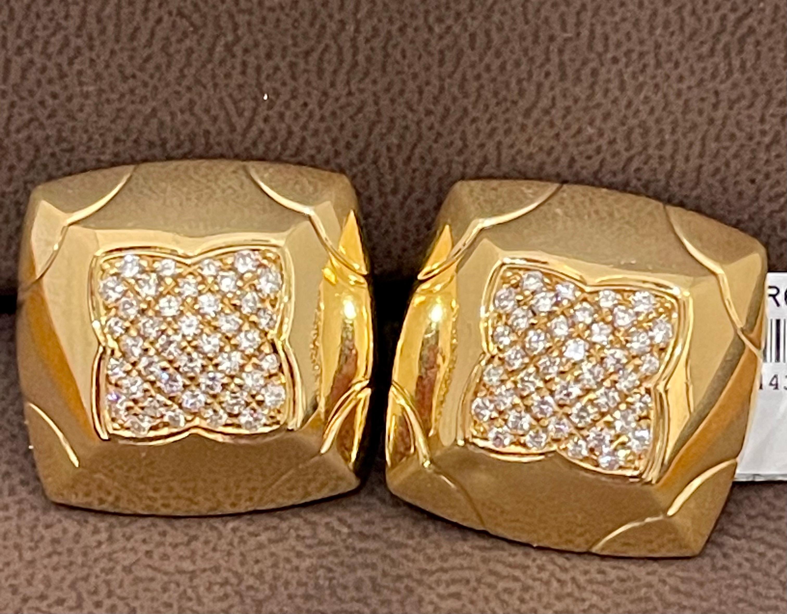 Bvlgari Gold & Pavé Diamonds Large Pyramid Stud Earrings 18 K Yellow Gold 1
