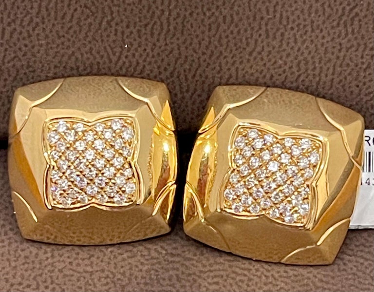 Bvlgari Gold & Pavé Diamonds Large Pyramid Stud Earrings 18 K Yellow Gold For Sale 2