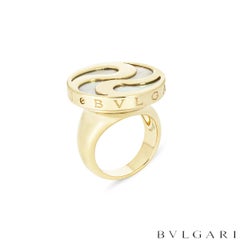 Bvlgari Gold & Steel Optical Mother of Pearl Spinning Ring Size 51