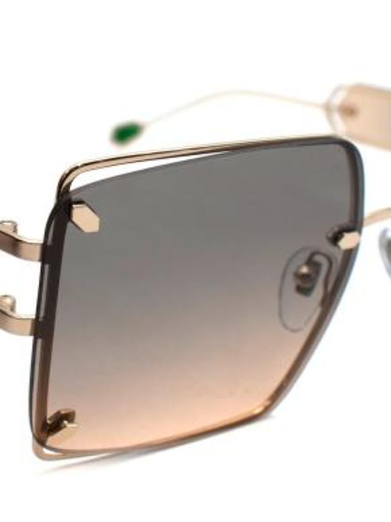 Bvlgari Gold Tone Square Sunglasses For Sale 6
