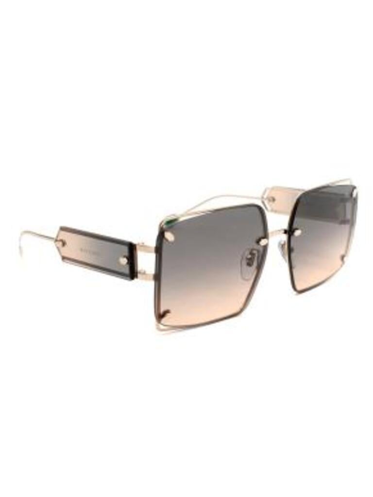 Bvlgari Gold Tone Square Sunglasses In Excellent Condition For Sale In London, GB