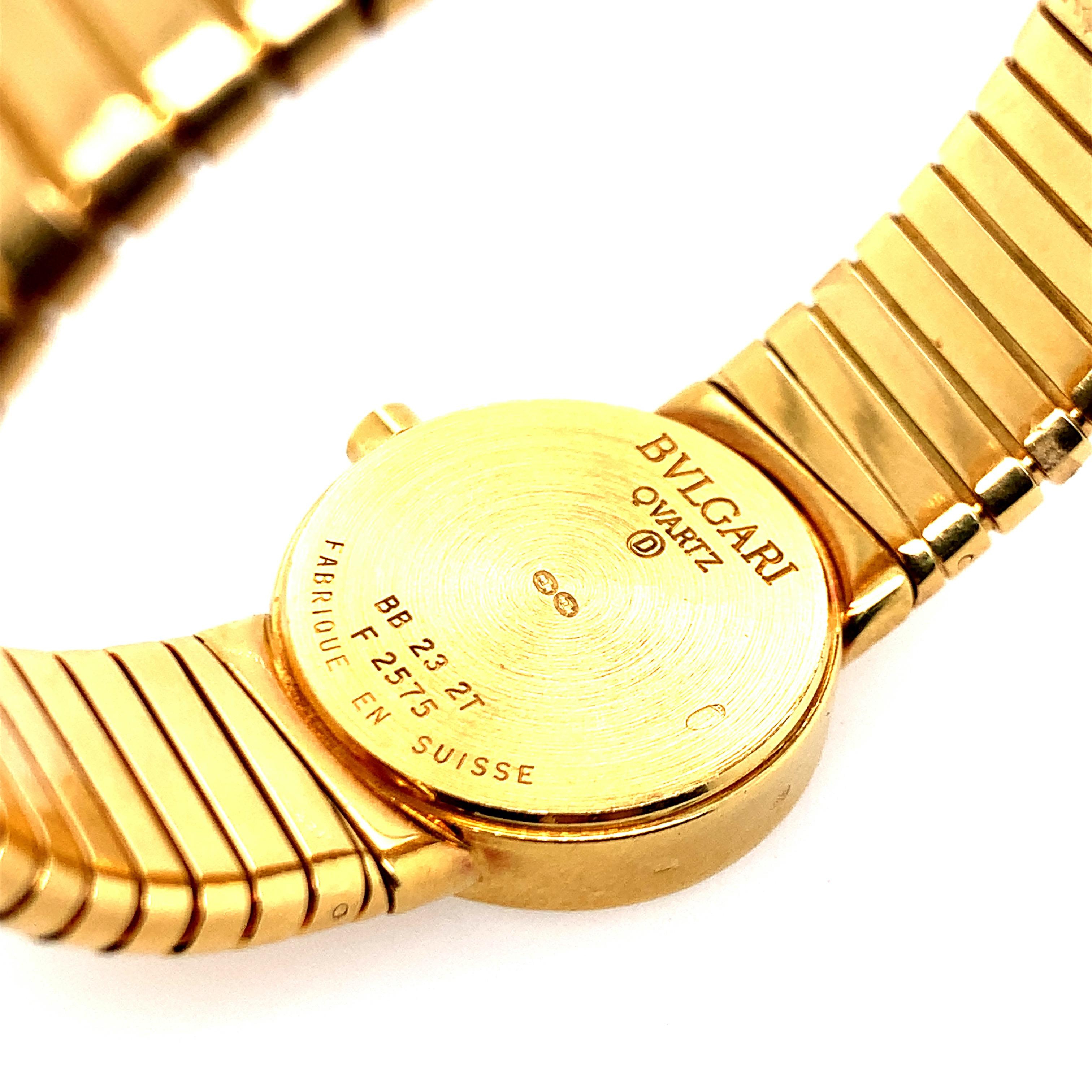 Bvlgari Gold Tubogas Bangle Watch In Excellent Condition In New York, NY