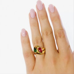 BVLGARI Green 18KYG & Pink Tourmaline Ring
