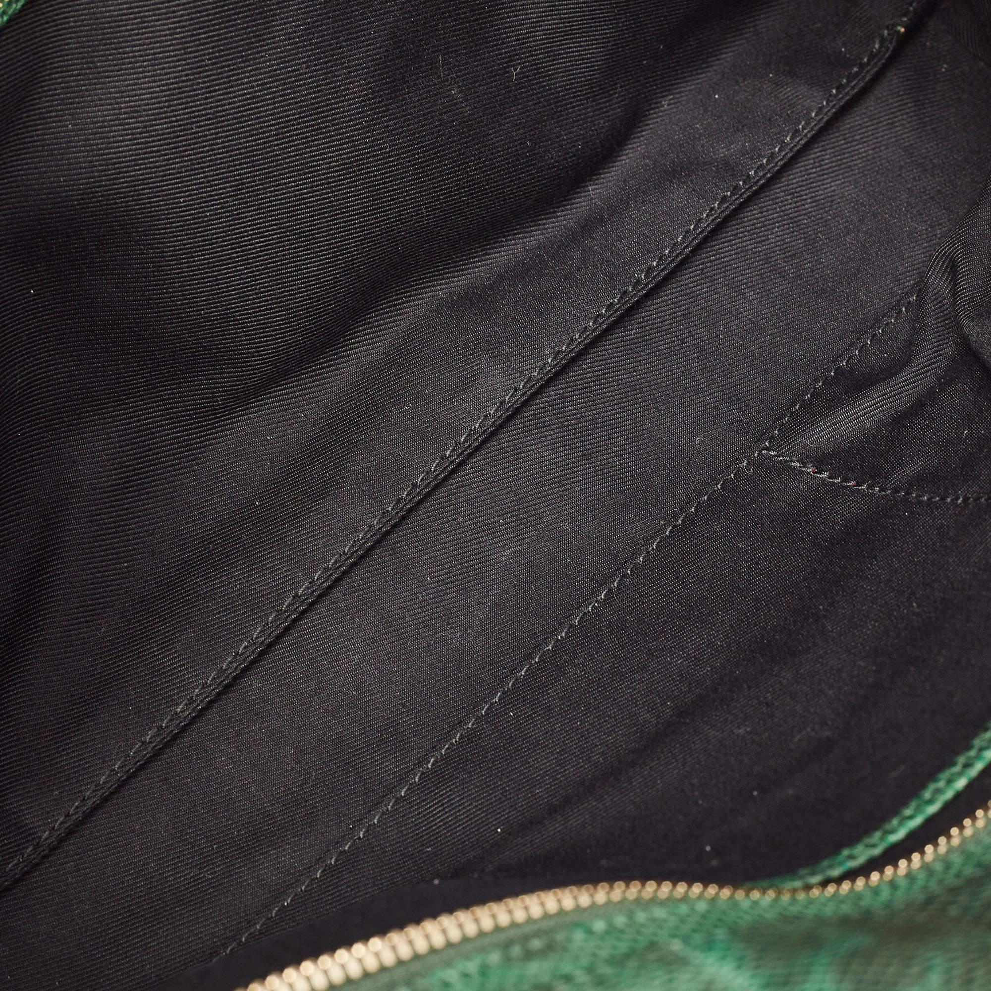 Bvlgari Green/Black Karung Leather Monete Chain Bag For Sale 6