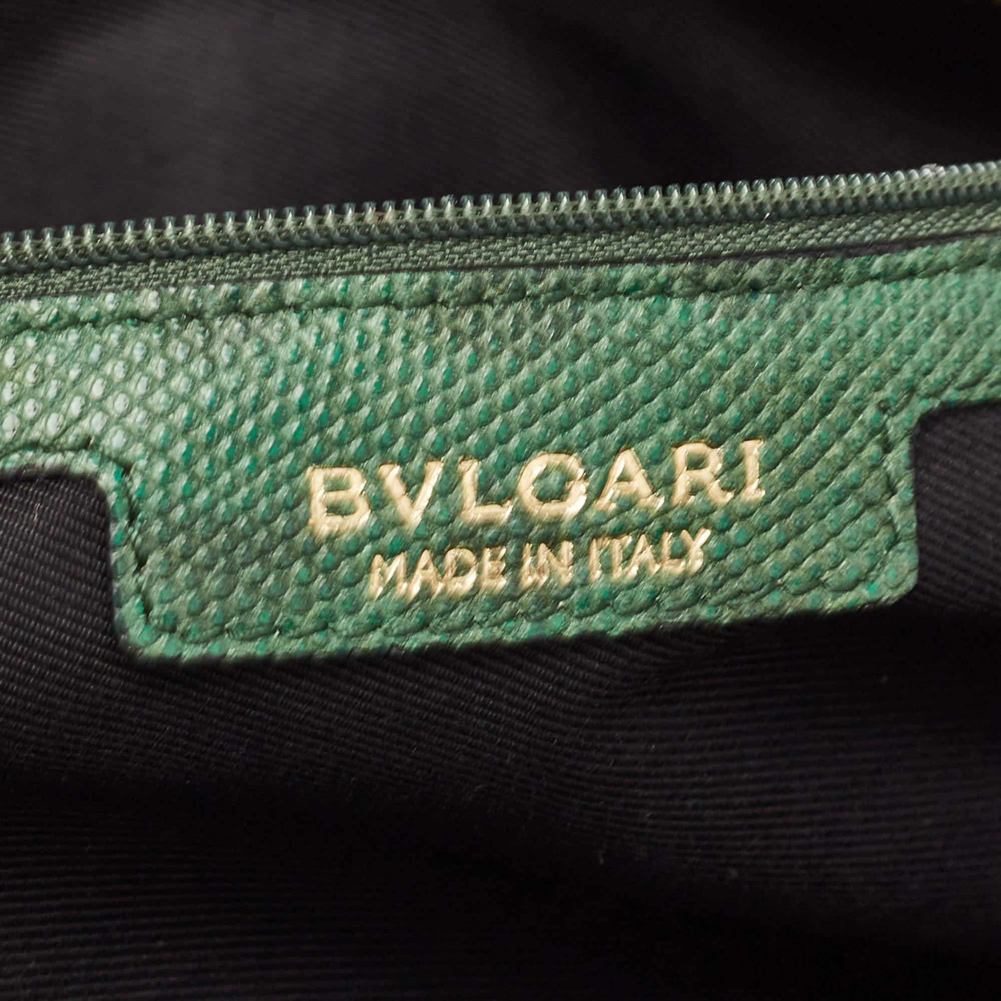 Bvlgari Green/Black Karung Leather Monete Chain Bag 5