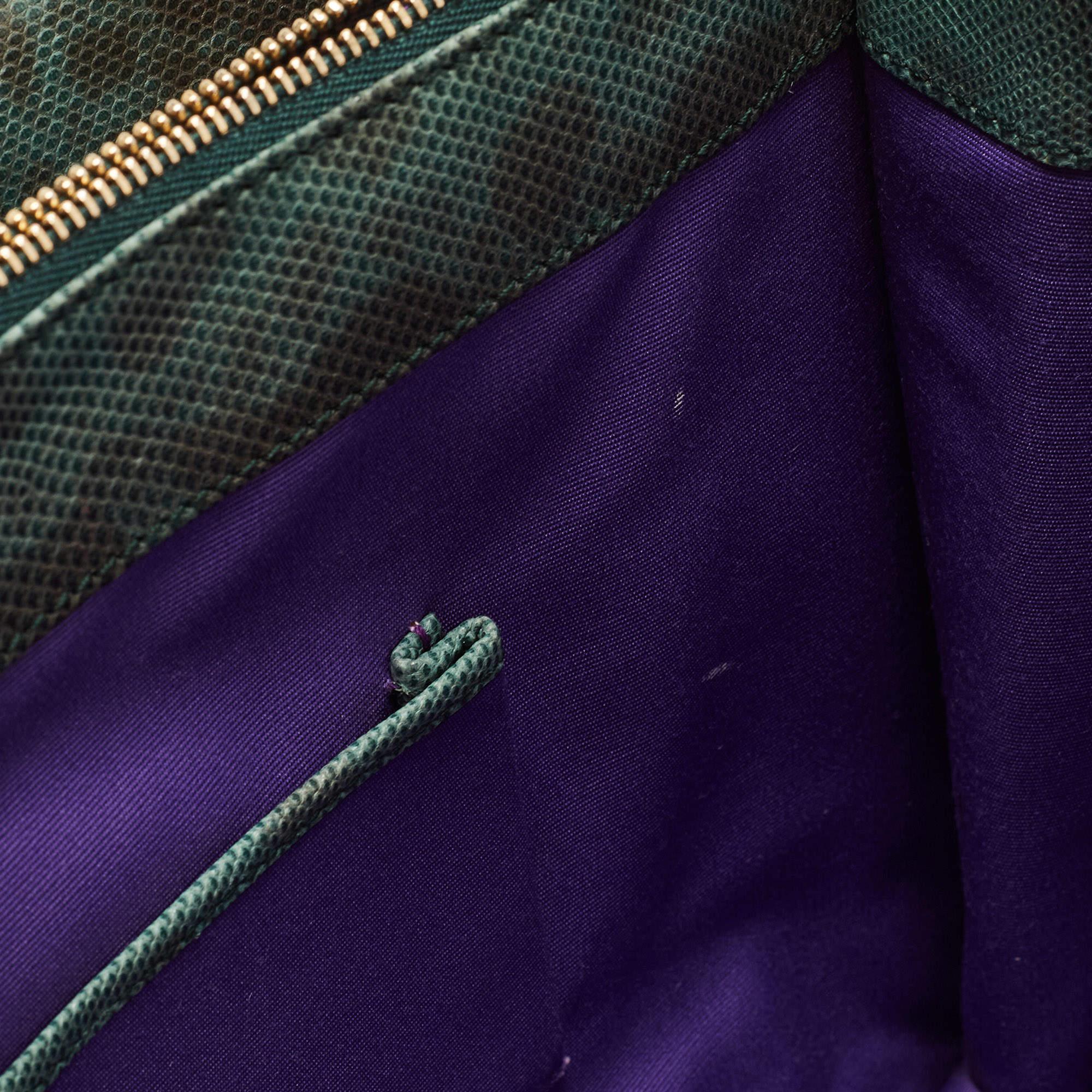Bvlgari Green/Black Karung Leather Serpenti Forever Flap Shoulder Bag 4