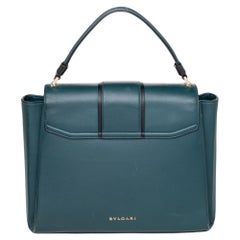 Bvlgari Green/Black Leather Medium Serpenti Viper Top Handle Bag
